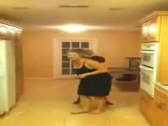 This amateur brutal fetish film shows a flirtatious blond cougar luring her dog to obtain profanity.